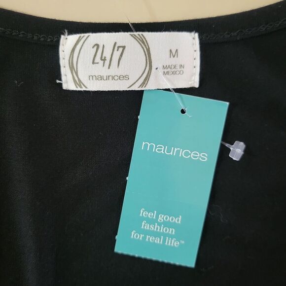 Maurice's Black V-neck A-line Flutter Sleeve Dress - Picture 4 of 15